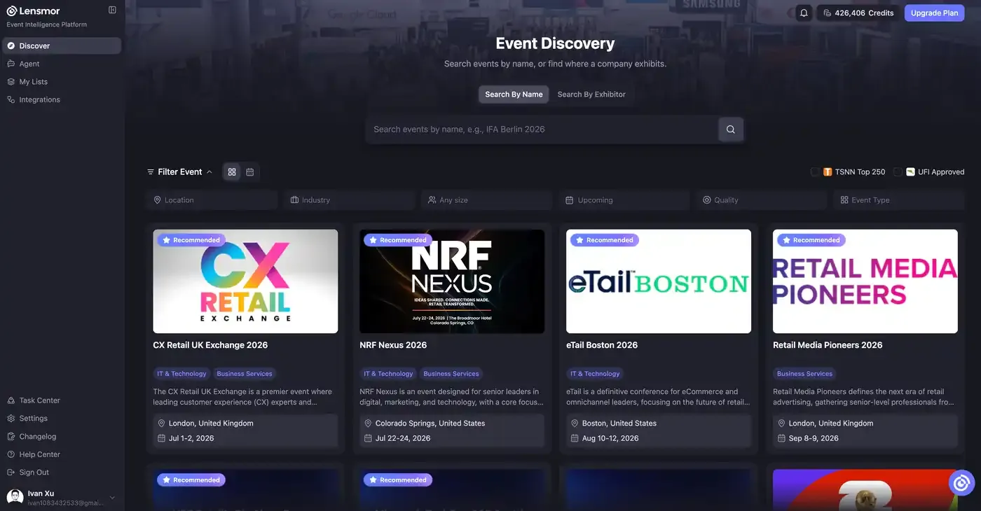 Lensmor dashboard and sidebar navigation