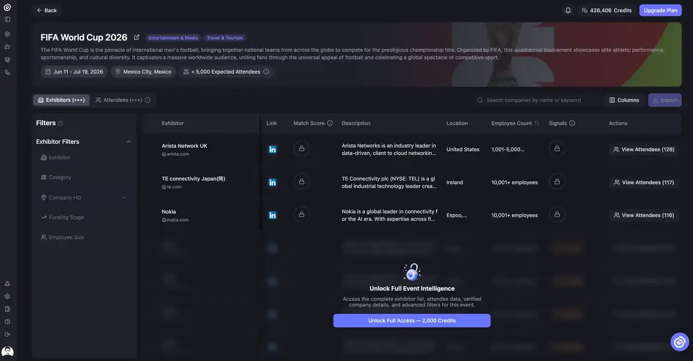 Locked event preview and unlock panel