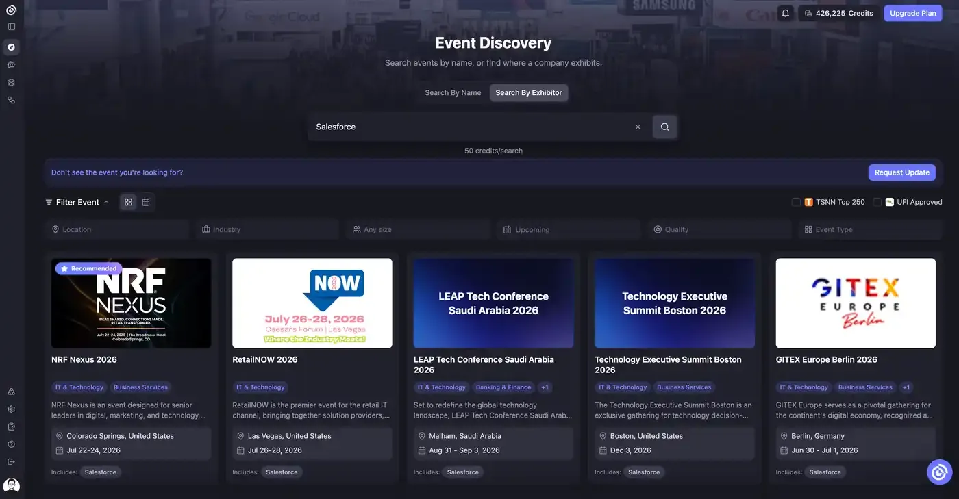 Search by Exhibitor results for Salesforce