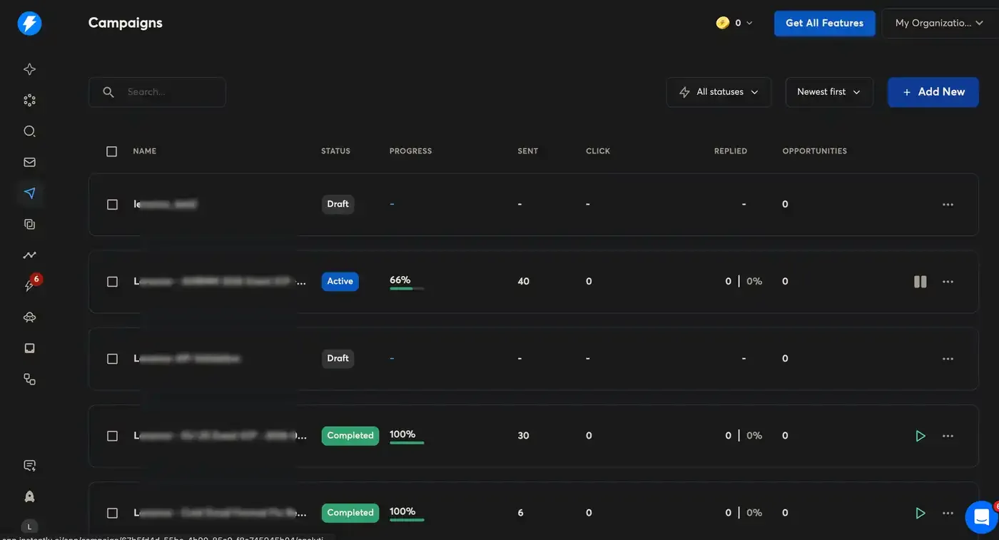 Instantly campaign list